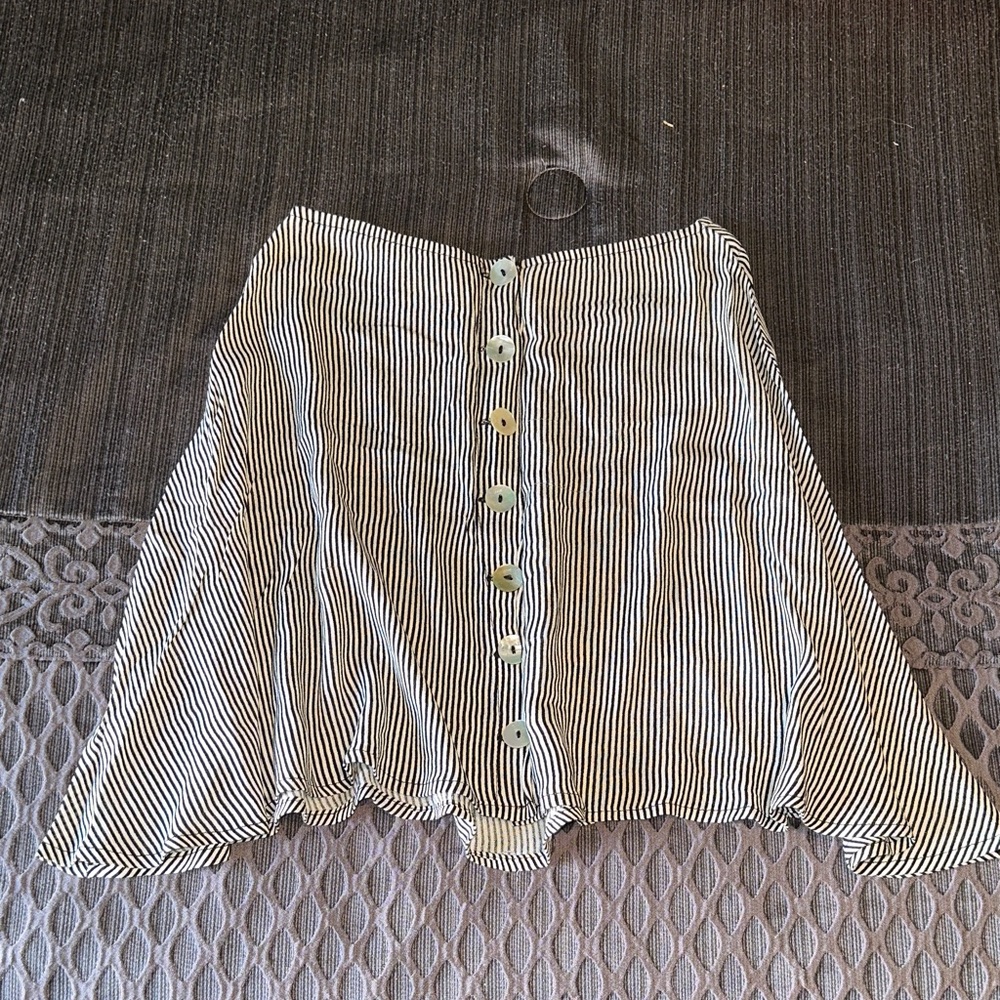 Vanessa Mooney Black and White Striped A-Line Skirt